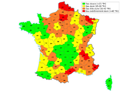 carte france durete de l'eau par departement